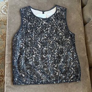 Chic Black Floral Sequin Sleeveless Blouse by MSSP